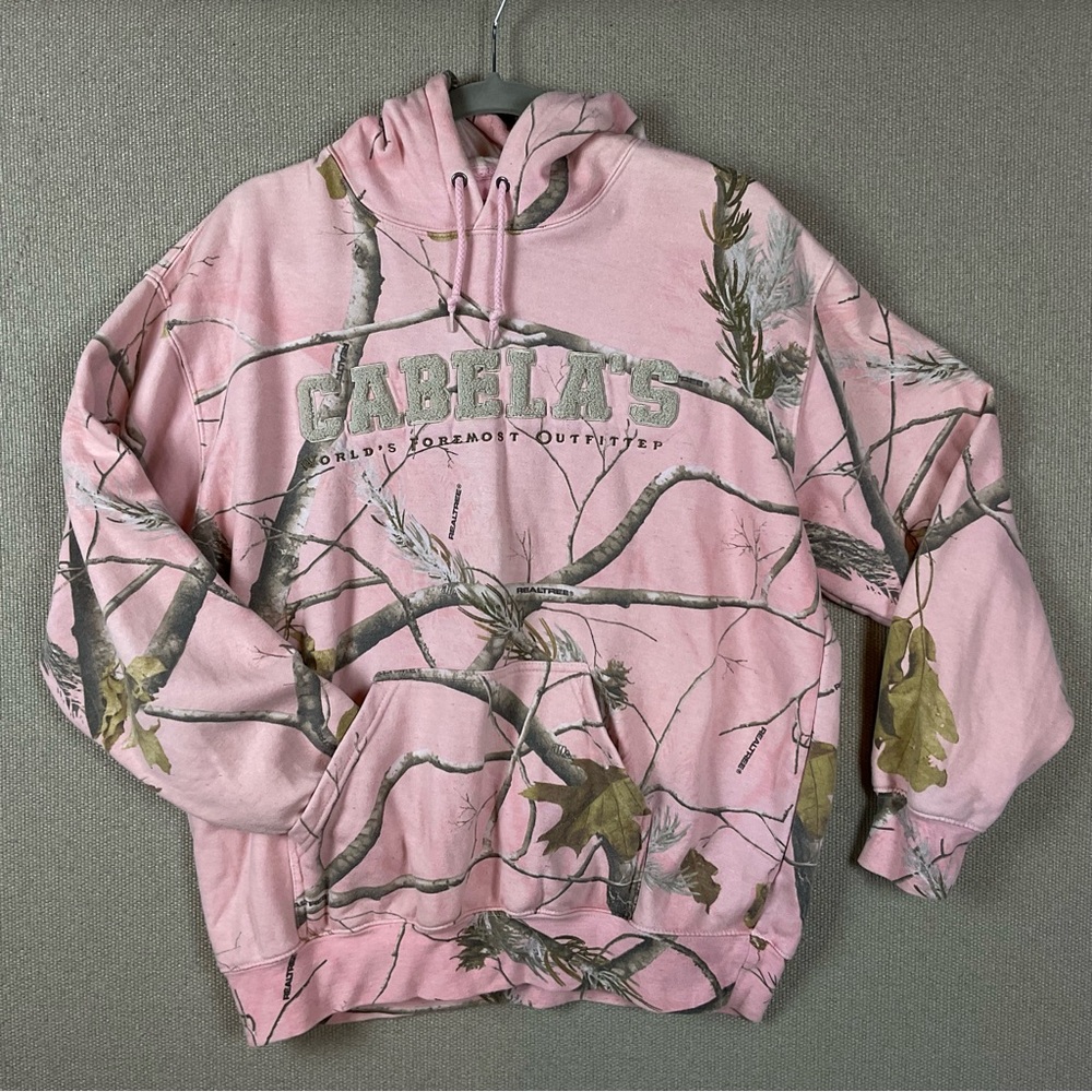 L Pink Cabela’s Realtree Camo Hoodie Sweatshirt